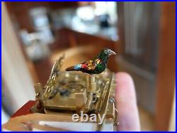 Antique Silver, Guilloche Enamel Singing Bird Box Automaton Music Box (video)