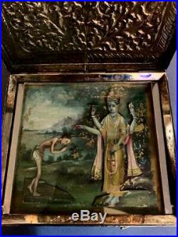 Antique Silver Lord Vishnu Swiss Automaton Box