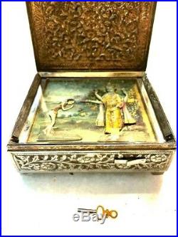 Antique Silver Lord Vishnu Swiss Automaton Box