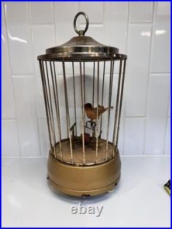 Antique Singing Bird Cage Music Box Automaton Semi Works Needs Repair
