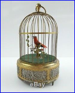 Antique Singing Bird In Cage Music Box Automation Chirps Head Moves See Video