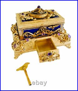 Antique Singing Bird Mechanical Music Box AUTOMATON Enamel Antique Singing Bird Mechanical Music Box AUTOMATON Enamel