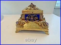 Antique Singing Bird Mechanical Music Box AUTOMATON Enamel Antique Singing Bird Mechanical Music Box AUTOMATON Enamel