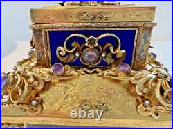 Antique Singing Bird Mechanical Music Box AUTOMATON Enamel Antique Singing Bird Mechanical Music Box AUTOMATON Enamel