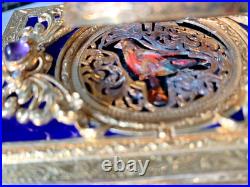 Antique Singing Bird Mechanical Music Box AUTOMATON Enamel Antique Singing Bird Mechanical Music Box AUTOMATON Enamel
