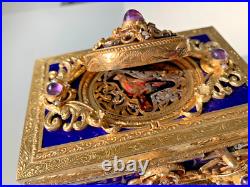 Antique Singing Bird Mechanical Music Box AUTOMATON Enamel Antique Singing Bird Mechanical Music Box AUTOMATON Enamel