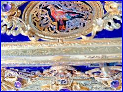 Antique Singing Bird Mechanical Music Box AUTOMATON Enamel Antique Singing Bird Mechanical Music Box AUTOMATON Enamel