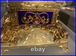 Antique Singing Bird Mechanical Music Box AUTOMATON Enamel Antique Singing Bird Mechanical Music Box AUTOMATON Enamel