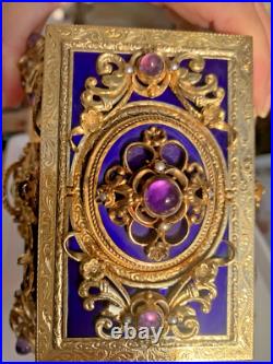 Antique Singing Bird Mechanical Music Box AUTOMATON Enamel Antique Singing Bird Mechanical Music Box AUTOMATON Enamel
