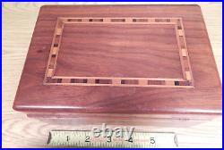 Antique Small Wood Inlay Jewelry And Working Swiss Music Box 2 Melodies