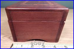 Antique Small Wood Inlay Jewelry And Working Swiss Music Box 2 Melodies