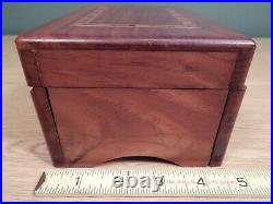 Antique Small Wood Inlay Jewelry And Working Swiss Music Box 2 Melodies