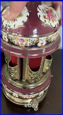 Antique Spinning Cigarette Lipstick Carousel Music Box Weggiserlied Schweizerlan
