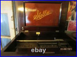 Antique Stella Music Box With Disc PARTS OR REPAIR 17 1/4
