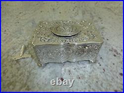 Antique Sterling Silver Swiss Singing Bird Box Unique Singing Tone Rare Movement