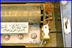 Antique Swiss 11 Cylinder 6 Tune Music Box, Nice From Estate