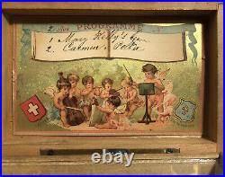 Antique Swiss 19th c. Music Box Marque de Frabrique 2 Airs Plays READ