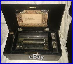 Antique Swiss 6 Air Cylinder Music Box 1800's Rosewood Brass Mechanical