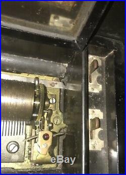 Antique Swiss 6 Air Cylinder Music Box 1800's Rosewood Brass Mechanical