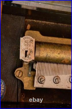Antique Swiss 6-Air Cylinder Music Box Jacot NY Mermod Frères -Needs Service