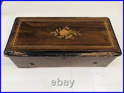 Antique Swiss 8 Cylinder Music Box Length 16 X 7 X 5 excellent working