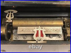 Antique Swiss 8 Cylinder Music Box Length 16 X 7 X 5 excellent working