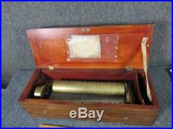 Antique Swiss 8 Tune Cylinder Music Box, Works, All Teeth Good