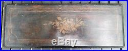 Antique Swiss Brass cylinder music Box Chest Rosewood Wood Floral Inlay Works