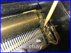 Antique Swiss Crank Cylinder Music Box Wood Needs Repairs Restore Ca. Late 1800s