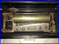 Antique Swiss Cylinder Music Box For Parts Or Restoration
