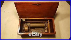 Antique Swiss Cylinder Type Music Box for Parts or Restoration Project