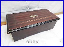 Antique Swiss Cylinder Wood Inlay Music Box 6 Airs Song Multi Tune 32 Note