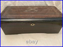 Antique Swiss Cylinder Wood Inlay Music Box 8 Airs Song Tune 42 Note