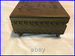 Antique Swiss Hand carved Wooden 1940s Music Box