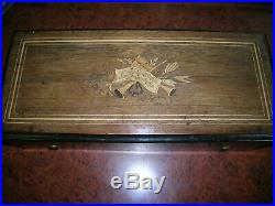 Antique Swiss Inlaid Rosewood Cylinder Music Box 8 Airs. 1874, N25898