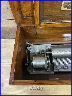 Antique Swiss Long Cylinder 8 Airs Music Box Sublime Harmonie