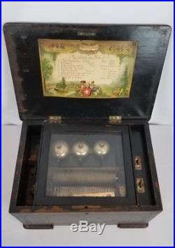 Antique Swiss Music Box 14X10X8