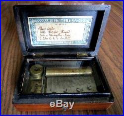 Antique Swiss Music Box in Excellant Condition- Original Finish Hardwood Box