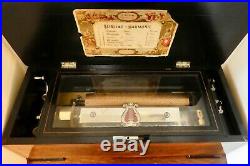 Antique Swiss SUBLIME-HARMONY CYLINDER MUSIC BOX. Paper with 6 Airs. Tested+ Works