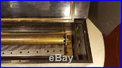 Antique Swiss Type Pinned Cylinder Music Box Parts Project Beautiful Inlay Lid