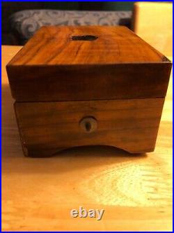 Antique Swiss-made Walnut Comb Cylinder MECHANICAL MUSIC BOX