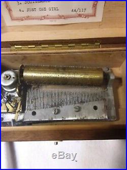 Antique Switzerland Wooden Cylinder Music Boxselling For Parts Or Restoration