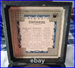 Antique Symphonion Disc Music Box c. 1890s Germany Litho Lid Works with Disc Rare