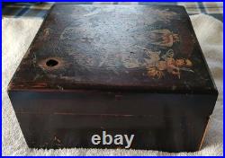 Antique Symphonion Disc Music Box c. 1890s Germany Litho Lid Works with Disc Rare