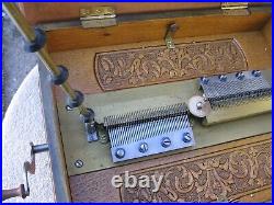 Antique Symphonion Double Comb Disc Music Box Ornate Wood Case LISTEN TO IT NOW