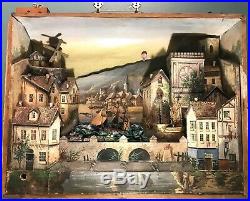 Antique Tharin Style French Automaton Musical Hand Painted Diorama Tableau