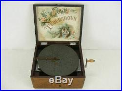 Antique Troubadour Music Box Plays Discs Made In Germany