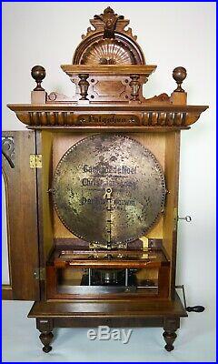 Antique Upright Polyphon Disc Music Box Coin Operated