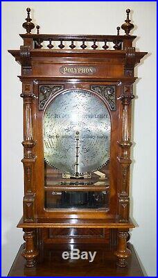 Antique Upright Polyphon Disc Music Box Coin Operated Worldwide Shipping