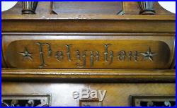 Antique Upright Polyphon Disc Music Box Home Model
